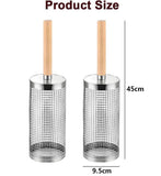 2-Pack Rolling Grill Baskets 304 Stainless Steel with Removable Wooden Handle for Vegetables and V1188-MS-710-136
