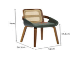 Set of 2 Rattan Back Dining Chairs, Green Faux Leather V1127-AU-DC02-GRN