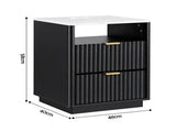 Artiss Bedside Table with Charging Station and 2 Drawers Black FUR-AE-BS-CHG-BK