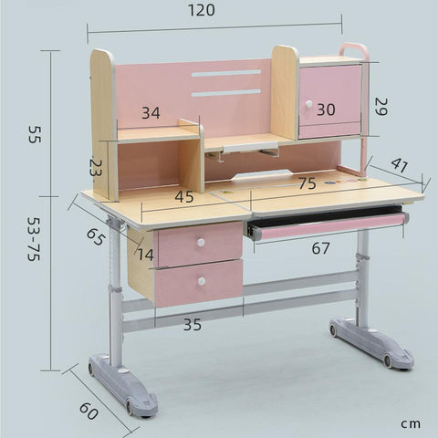 Height Adjustable Children Kids Ergonomic Study Desk Only 120cm Pink AU V255-XSM020-PINK