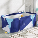 Weisshorn Foldable Bathtub PVC Spa Bucket Inflatable Cushion 134x65cm Navy Blue FB-PVC-140-DB