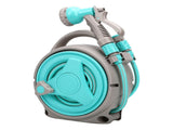 15M Portable Garden Hose Reel with Nozzle Handheld Water Hose Holder Reel for Outdoor Watering Green V1294-YM0901-3111250213811