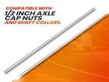 (24 Pack) 1/2" x 36" Zinc Plated Steel Rods 1/2" Bore Solid Steel Shaft Collars, Durable Shaft V1258-DP02-C-919