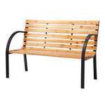 Gardeon Outdoor Garden Bench Seat 120cm Wooden Steel 2 Seater Patio Furniture Natural GB-SL-WOOD-5865-NTL