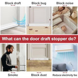 4Pack Door Draft Stopper Weather Stripping Door Seal Under Door Sweep Block Cold Air Gaps Front V1107-125-37188-WHT-4PACK