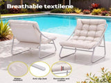 Gardeon 3PC Outdoor Bistro Set Patio Furniture Table and Chairs Steel Dining Chair Khaki ODF-BISTRO-CSL-KH