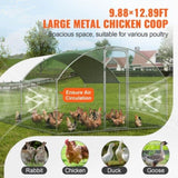 Large Metal Chicken Coop, 9.8x12.9x6.5 ft Walk in Chicken Run for Yard with Waterproof Cover, Doom V952-BRSJP4X3X2MYTLHA4V0