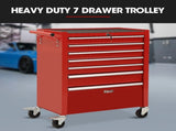 BULLET Pro 7 Drawer Tool Box Cabinet Trolley Storage, Toolbox Garage Organiser Set, Red V219-TOLCABBU17RA