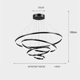 Black 4 Rings Minimalist LED Pendant Light Adjustable Circular Chandelier V255-L-18815-B-2468