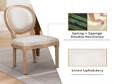 AADEN 2x Linen Dining Chairs with Solid Wood Legs- Beige V226-SW1845BG