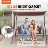 VEVOR 3-Person Patio Swing Chair, Outdoor Patio Swing with Adjustable Canopy, Porch Swing with V952-TJQQ68INX44IRJNFTV0