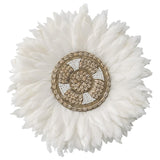 Handcrafted Round Hanging Feather & Shell Wall Art 40x40cm V637-33799FEA