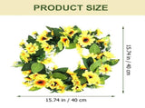 Spring Artificial Flower Wreath for Indoor Home Decor, Yellow Polyester, 1 Set, Seasonal Decorative V1370-AZ4-19910