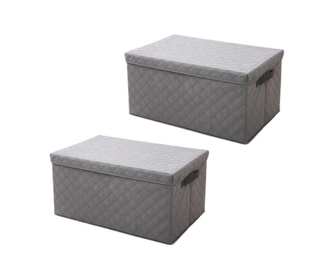 SOGA 2X Large Grey Non-Woven Diamond Quilt Grid Fabric Storage / Organizer Box SBOX043X2