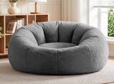 Artiss Bean Bag Chair Cover Soft Faux Fur Beanbag Cover Large Round Stuffed Animal BD-COVER-ROUND-GR