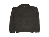100% SHETLAND RAGG WOOL Half Zip Up Knit JUMPER Pullover Mens Sweater Knitted - Plain Black - 3XL V563-SW-HZ-FBK99B-3XL