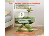Acrylic Nightstand Side Table, Modern Clear Bedside Table with Storage Shelf, Transparent Small End V952-YKLZBZYTSJXESLMY4001V0