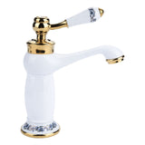 Floral Pattern Single Handle Mixer Tap Cold/Hot Water Faucet for Bathroom Basin Sink V1294-YM0901-JY07252-03