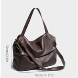 Large Capacity Women's Top-Grain Leather Tote Vintage Soft Leather Shoulder & Crossbody Bag for V1232-DRLDJB-001