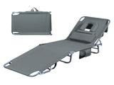 Levede Foldable Beach Lounge Chairs with Face Hole Grey OD1066-DG