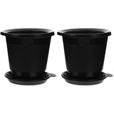 Breathable Black Plastic Flower Pots for Indoor and Outdoor Plants 2Sets V1369-AZ3-W-20827