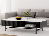 Artiss Coffee Table Drawer Storage Shelf Black FUR-S-COF07-WHBK
