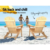 Gardeon Adirondack Outdoor Chairs Wooden Beach Chair Patio Furniture Garden Natural FF-BEACH-CHAIR-NTL