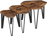 VASAGLE Nesting Coffee Table Set of 3 Rustic Brown and Black V227-9101402100315