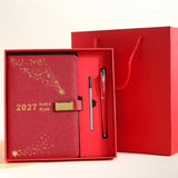2027 Hardcover Daily Planner Textured Faux Leather Cover, Smooth Eye-Friendly Thick Paper, Gift Box V1232-BJBLH-002