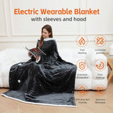 Wearable Heated Blanket Portable with Sleeves & Foot Pocket - Electric Snuggle Throw Blanket, 8 Heat V1107-742-17363