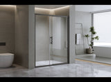120-130cm Adjustable Wall to Wall Sliding Glass Shower Door in Black V63-847041