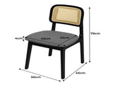 Levede 2x Dining Chair Wood Rattan Armless Black CH1144-2-BK