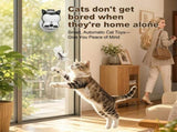 2-in-1 Automatic Cat Teaser Wand with Strong Suction Base, Interactive Feather & Plush Ball Toy for V1341-ZY-7EAEACP7-WHITE-S
