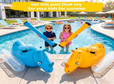 Bestway Kids Rhino Inflatable Ride-On Pool Float Toy Set of 2 with Boppers BW-FLOAT-41522