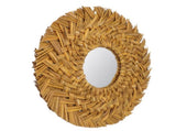 Straw Weaving Wall Mirror Retro Beautiful Woven Wall Hanging Mirror for Dorm Room Decoration Gold V1294-YM0703-3115230038511