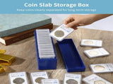 6PCS Coin Slab Storage Box, 20 Slots Graded Coin Storage Case, Blue Plastic Coin Slab Holder V1192-AZ-W-18491