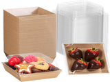 100Pack 4x4x2.5 Inches Charcuterie Boxes with Clear Lids - Bakery, Chocolate Covered Strawberries, V1258-DP02-C-2984