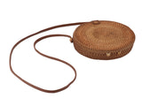 Handwoven Round Rattan Bag Tropical Beach Style Woven Shoulder Rattan Bag with Leather Strap 20cm V1294-YM0706-3117230158011