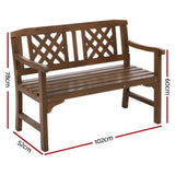 Gardeon Outdoor Garden Bench Wooden Chair 2 Seat Patio Furniture Lounge Natural ODF-BENCH-2SEAT-NTL