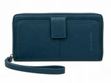 Pierre Cardin Womens Leather Zip Around Wallet RFID Blocking w/ Wristlet in Navy V563-PC3745-NAVY