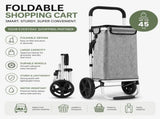 CARLA HOME Foldable Shopping Trolley, Aluminium Cart, 45L, Waterproof, Grey V178-36574