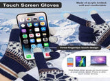 3 Pairs Touch Screen Gloves with Snow Flower Pattern, Warm Knit Winter Gloves Christmas Gifts V1189-LWWAL-20260325-00027