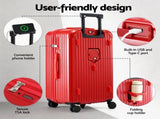 Wanderlite 28" Trunk Luggage Suitcase Travel 5 Wheels Type-C Port TSA Red LUG-ABS-TRUK-28-RD