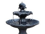 Gardeon Solar Water Feature 3-Tier Fountain with Pump Kit Bird Bath 93CM Black FOUNT-3LVL-BK