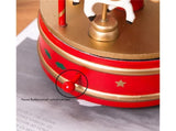 Vintage Carousel 4 Horses Winding Mechanical Music Box Toy-Red V1263-JX-1297