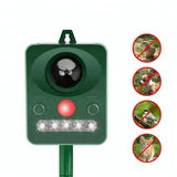 Ultrasonic Animal Repeller. Solar Animal Repellent. with Flashing LED Light and Alarm to expel Cats, V1192-AZ-W-11137