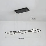 BAMDECOR A2569 1.8m Antizer Nordic Minimalist Wave Long Pendant Light V255-A2569-BLK
