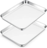 Stainless Steel Toaster Oven Trays, 2 Pack Small Non Toxic Baking Cookie Sheets for Cake Baking, V1189-LC-RY-00060