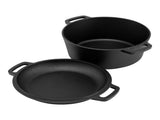 5-Star Chef 5L 2-In-1 Pre-Seasoned Cast Iron Dutch Oven Pot with Lid and Dual Handles for Sourdough DTO-POT-2IN1-BK