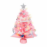 45cm Pink Mini Christmas Tree Natural Log Base, Pink & Blue Wrapped Design, Star Topper, Letter V1232-FSSDS-001